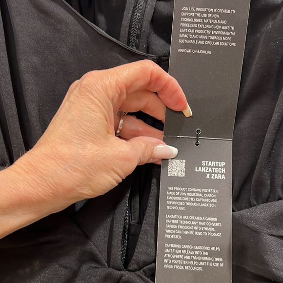 Zara Black Rusched Mini Dress with Padded Shoulders NWT $69.90 - Picture 8 of 11